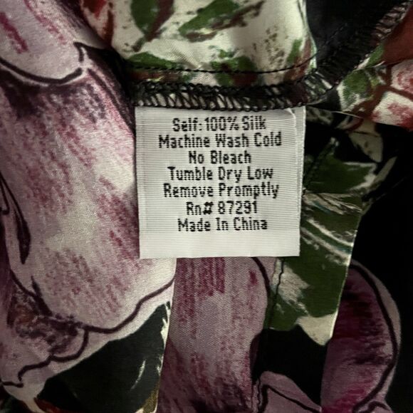 Johnny Was Tunic Top Blue Purple Cream Floral Silk Med - Picture 8 of 9